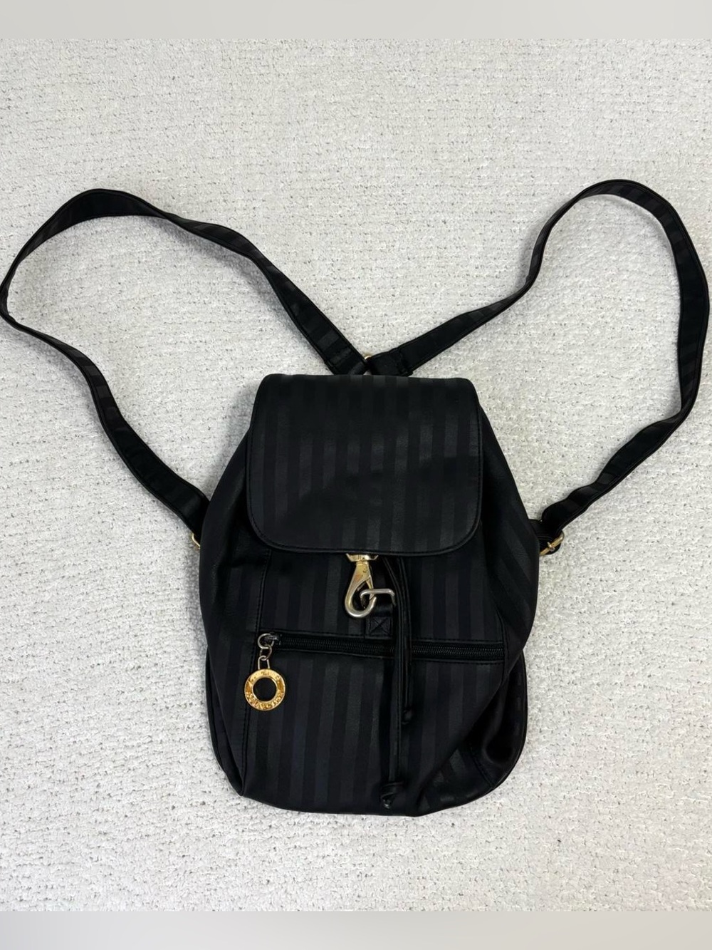 Vintage L.J.S Collection black striped mini bookbag
